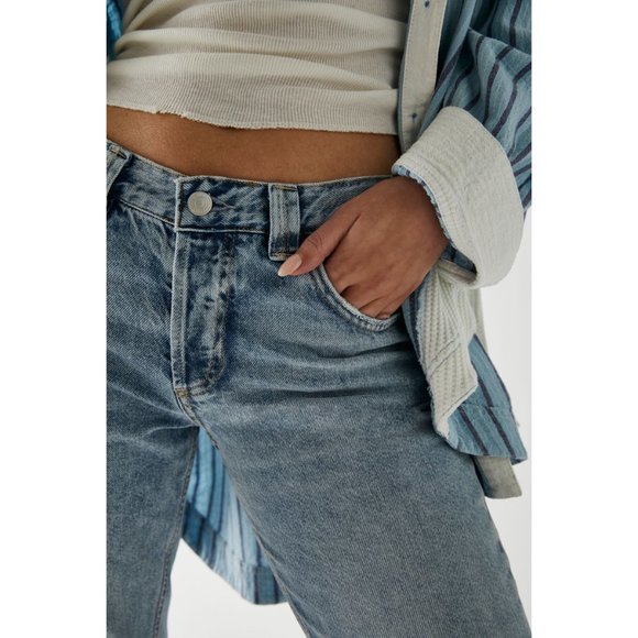 Free People Light Blue Straight Leg Jeans - Picture 9 of 10